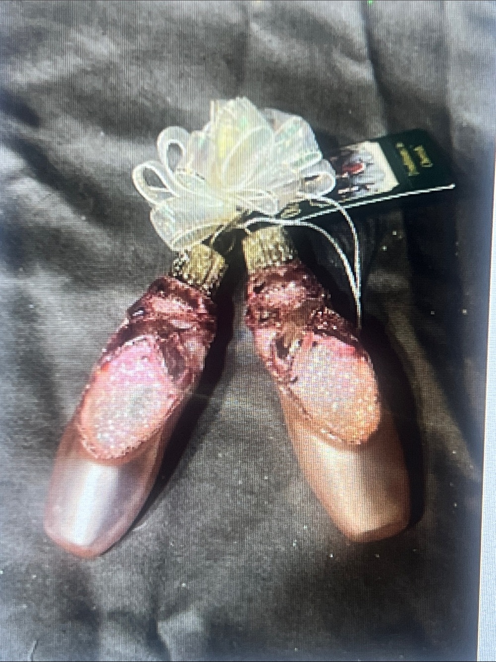 Pink Glitter Ballet Slipper Holiday Ornament Pair